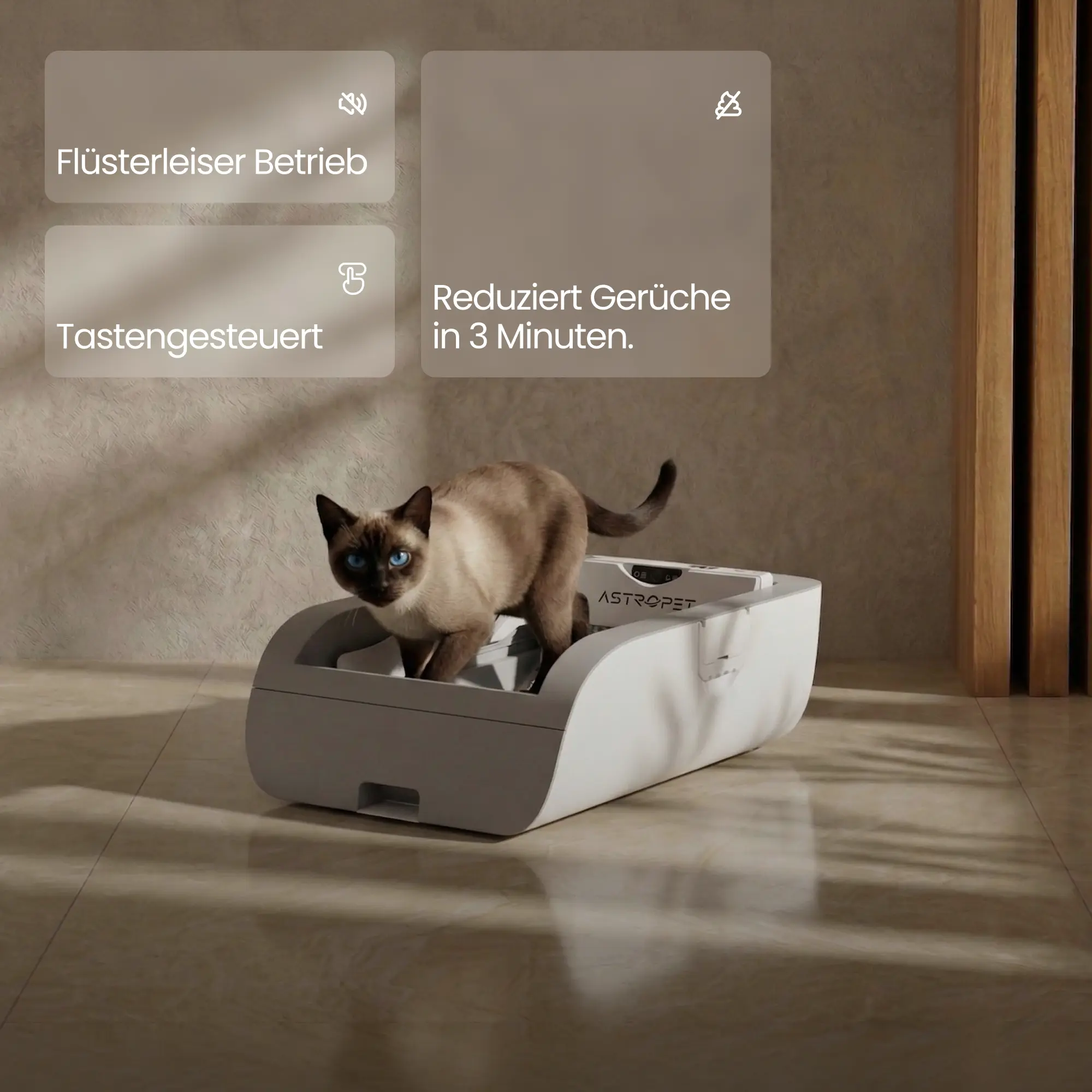 Helios - Selbstreinigende Katzentoilette Tastengesteuert