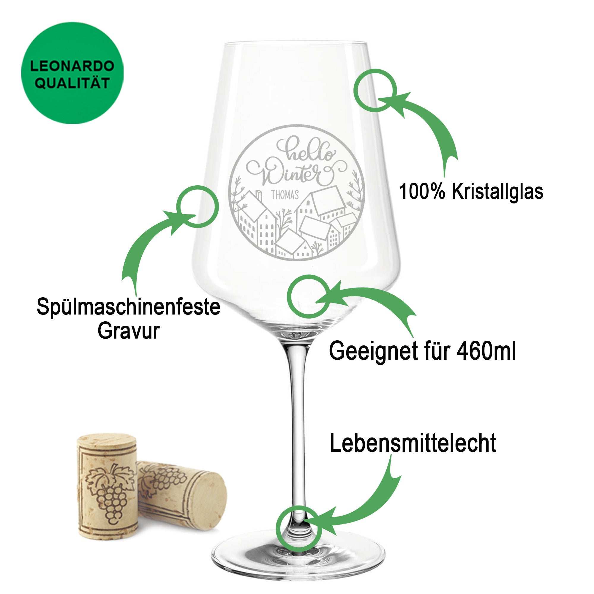 Leonardo Weinglas mit Gravur "Hello Winter"