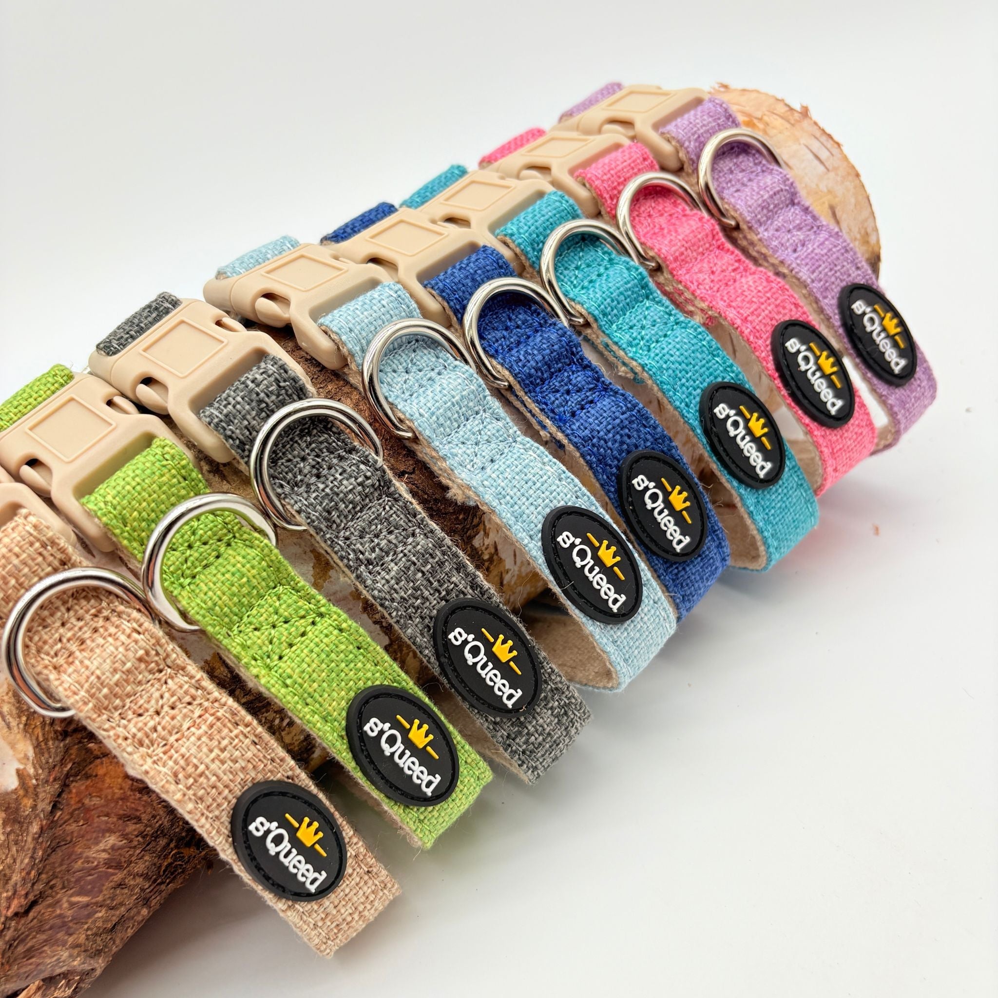 Hundehalsband-Set "Hempy" - Halsband + Leine + gravierte Hundemarke