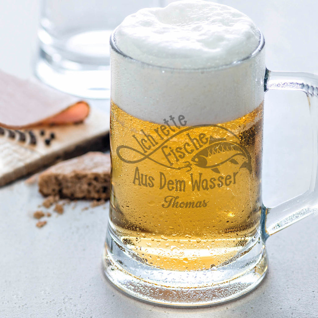 Montana Bierkrug mit Gravur "Ich rette Fische aus dem Wasser" mit Namen