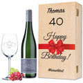 Leonardo Weinglas "Happy Birthday 40 Jahre" + Holzkiste & Riesling Tandem