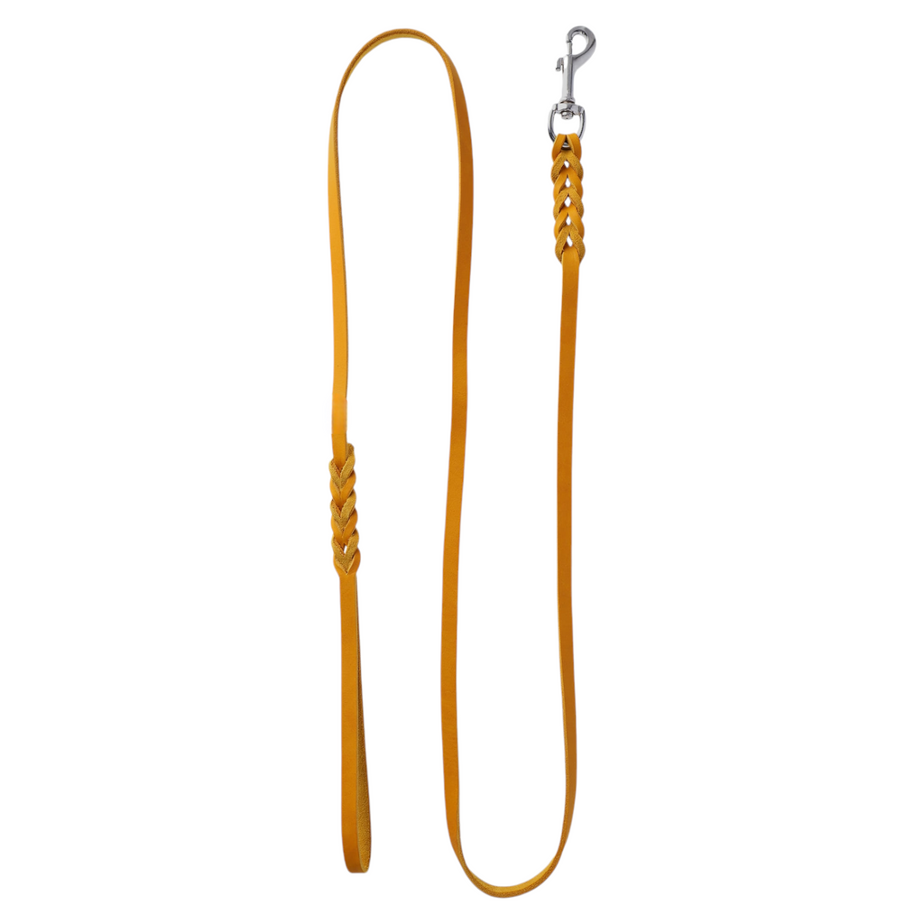 Hundeleine Soft Leder mit Handschlaufe und geflochtenen Element