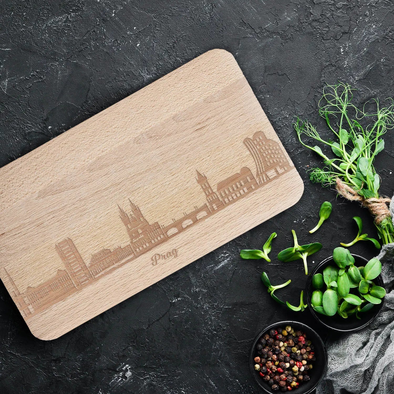 Frühstücksbrettchen Skyline Prag