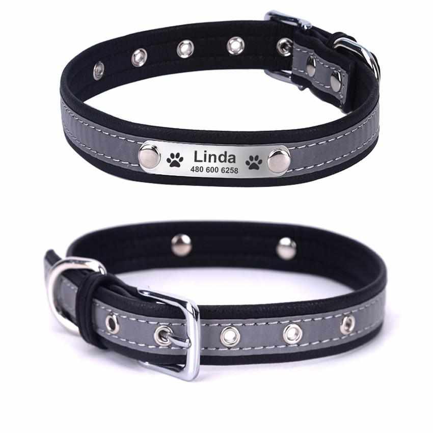 Hundehalsband mit Namen und Telefon graviert. Reflektierend