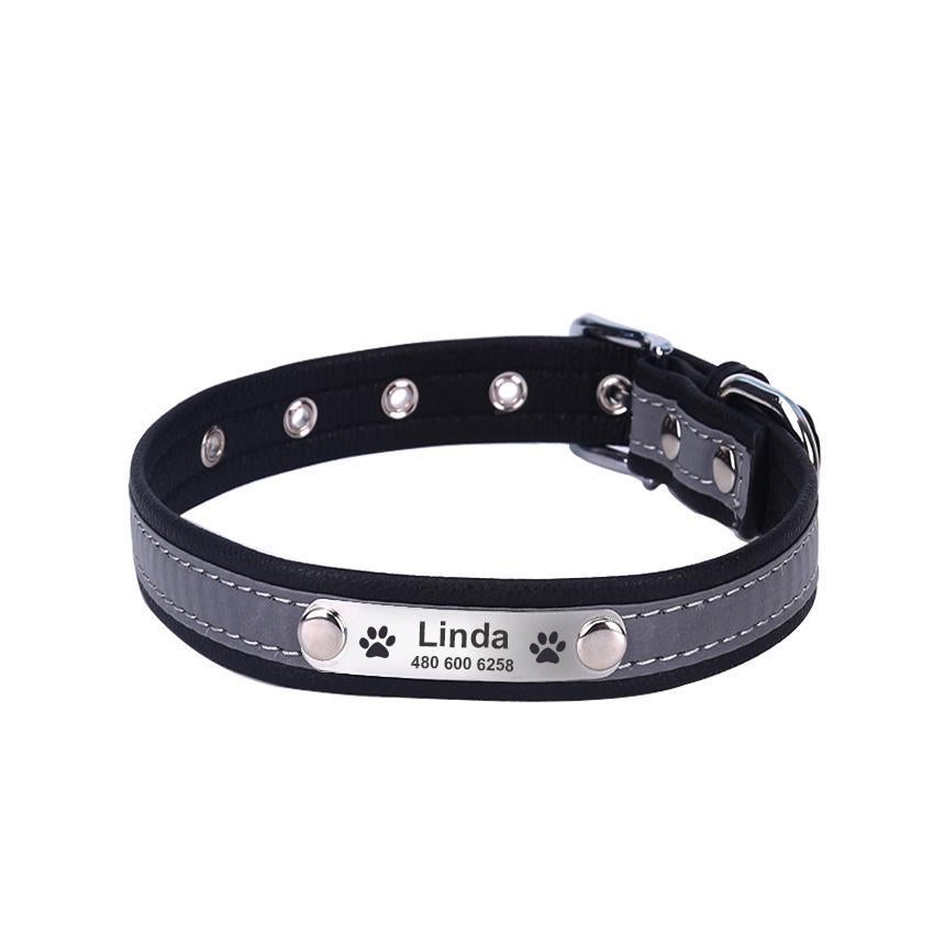 Hundehalsband mit Namen und Telefon graviert. Reflektierend