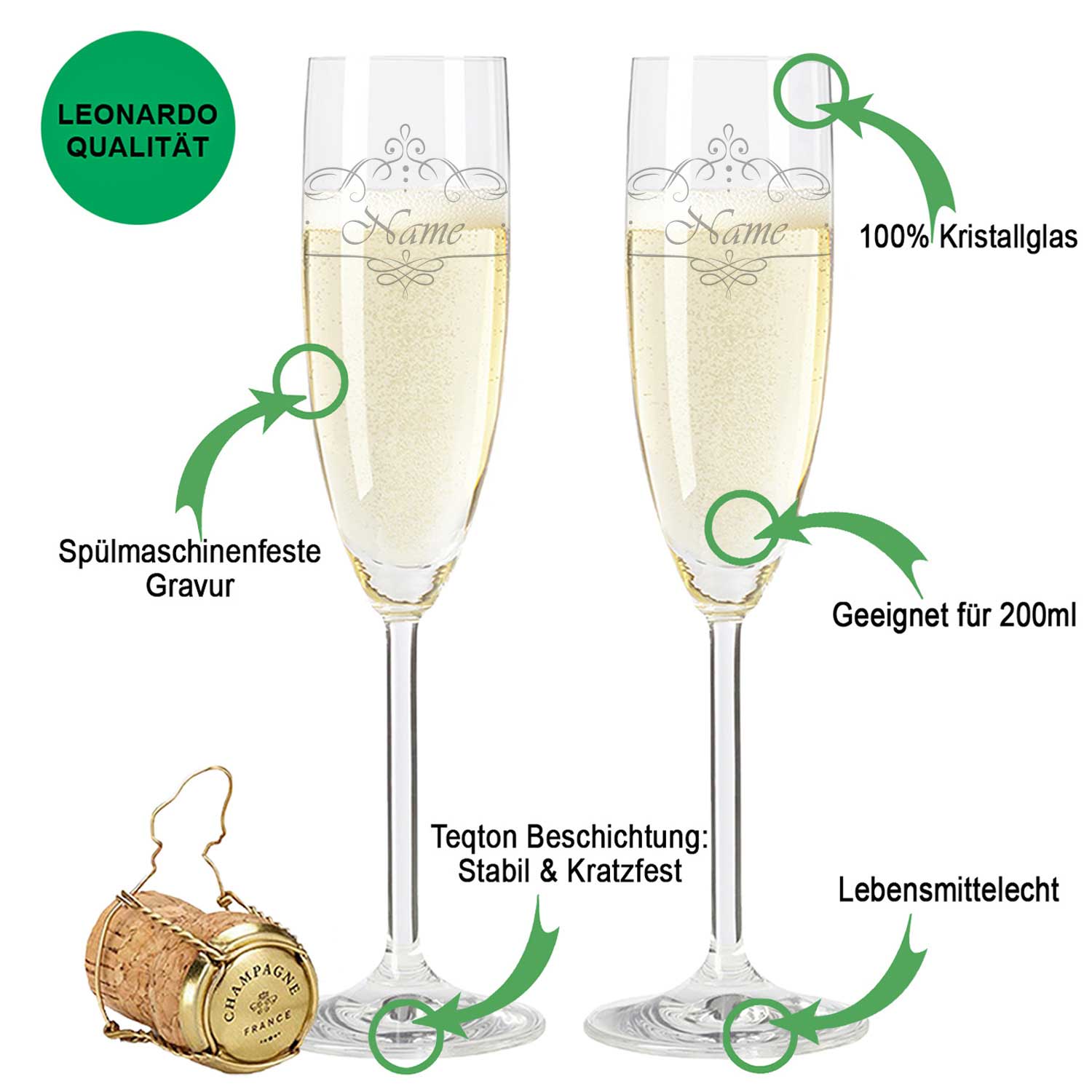 Leonardo Sektgläser mit Gravur im "Vintage Weinranke" Design