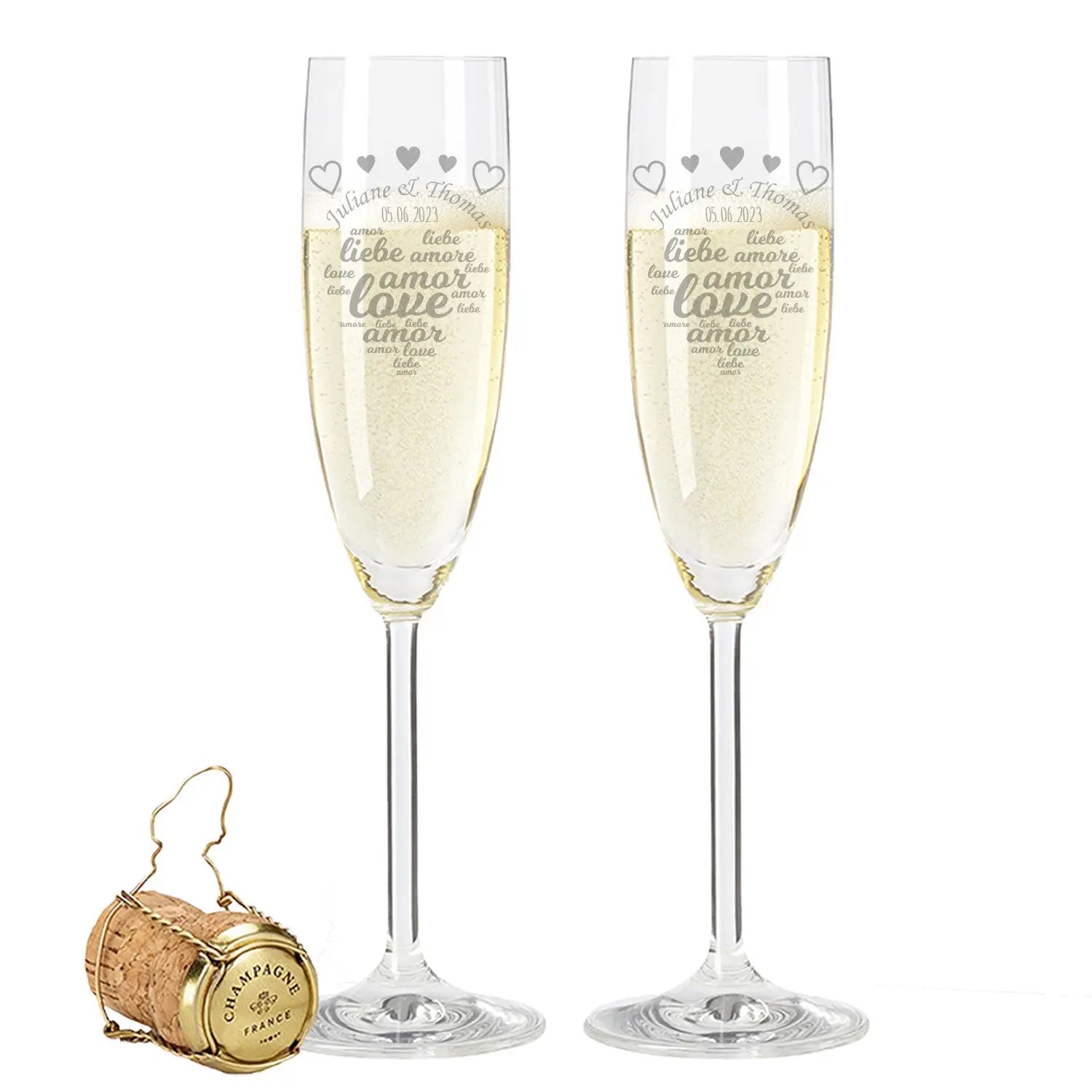 Leonardo Sektglas mit Gravur im "Amore" Design