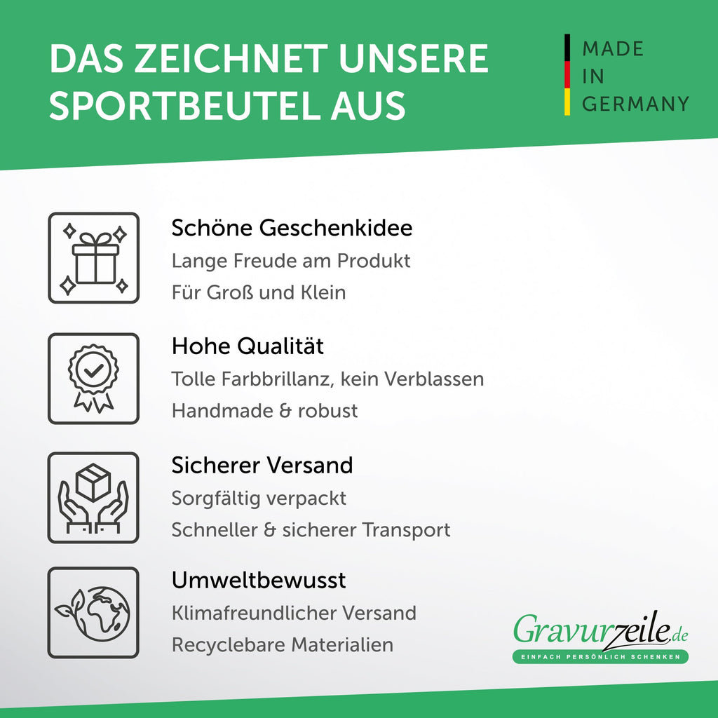 Bedruckter Turnbeutel mit Spruch Lass mich kurz überlegen