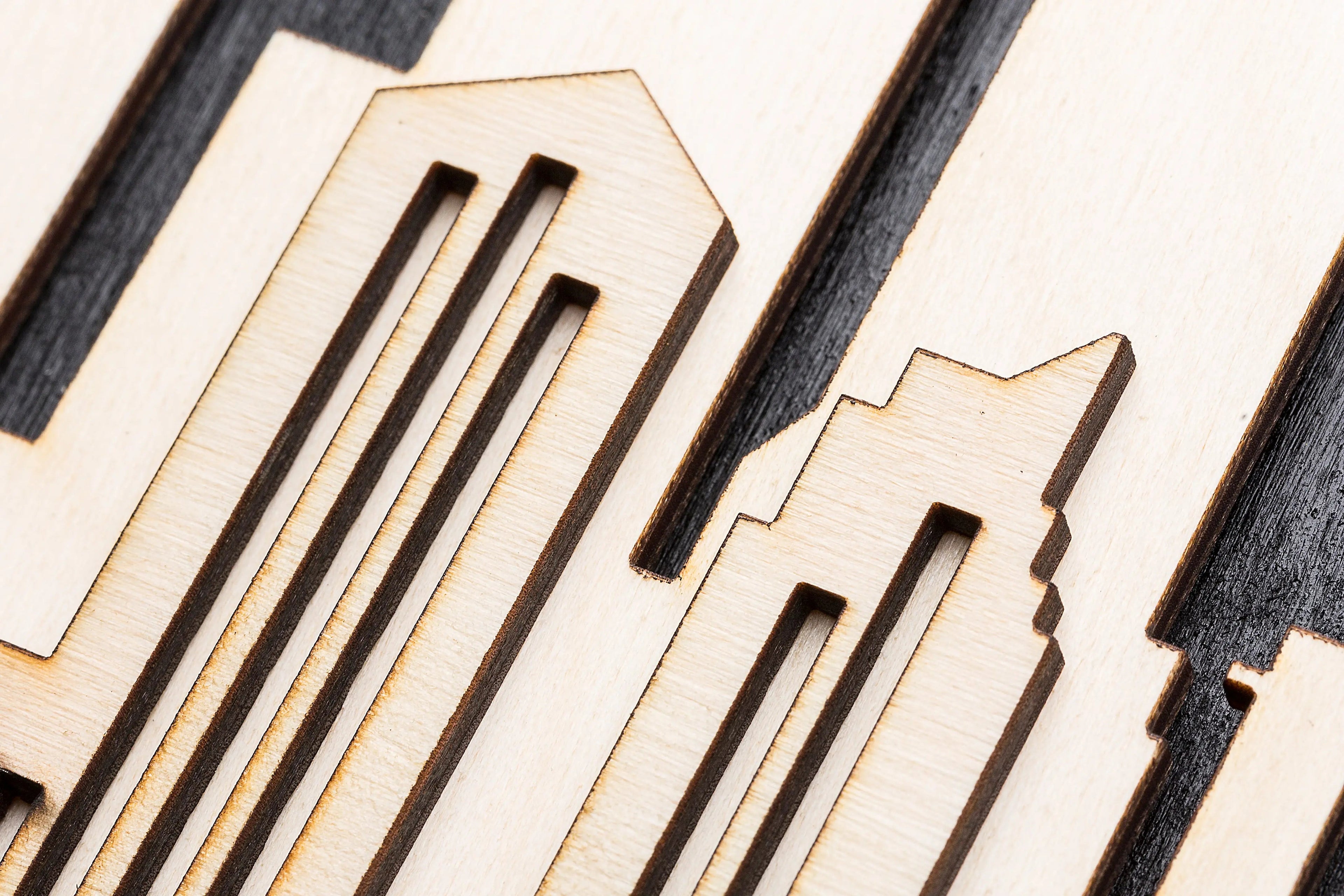 3D Wandbild aus Holz Skyline Hamburg 2017