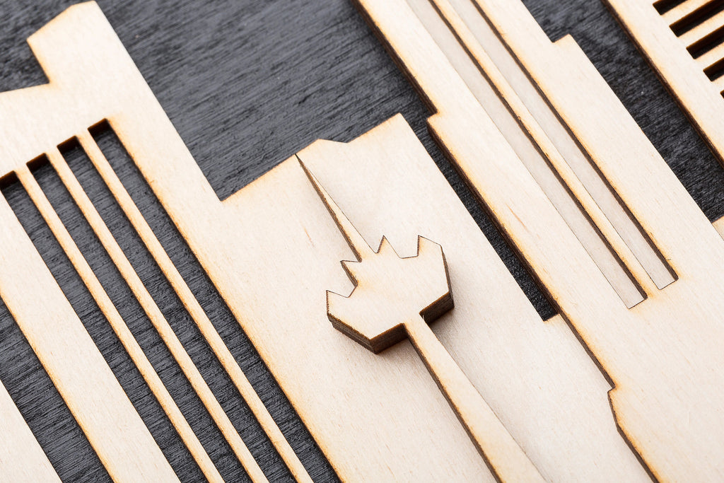 3D Wandbild aus Holz Skyline Dortmund 2017