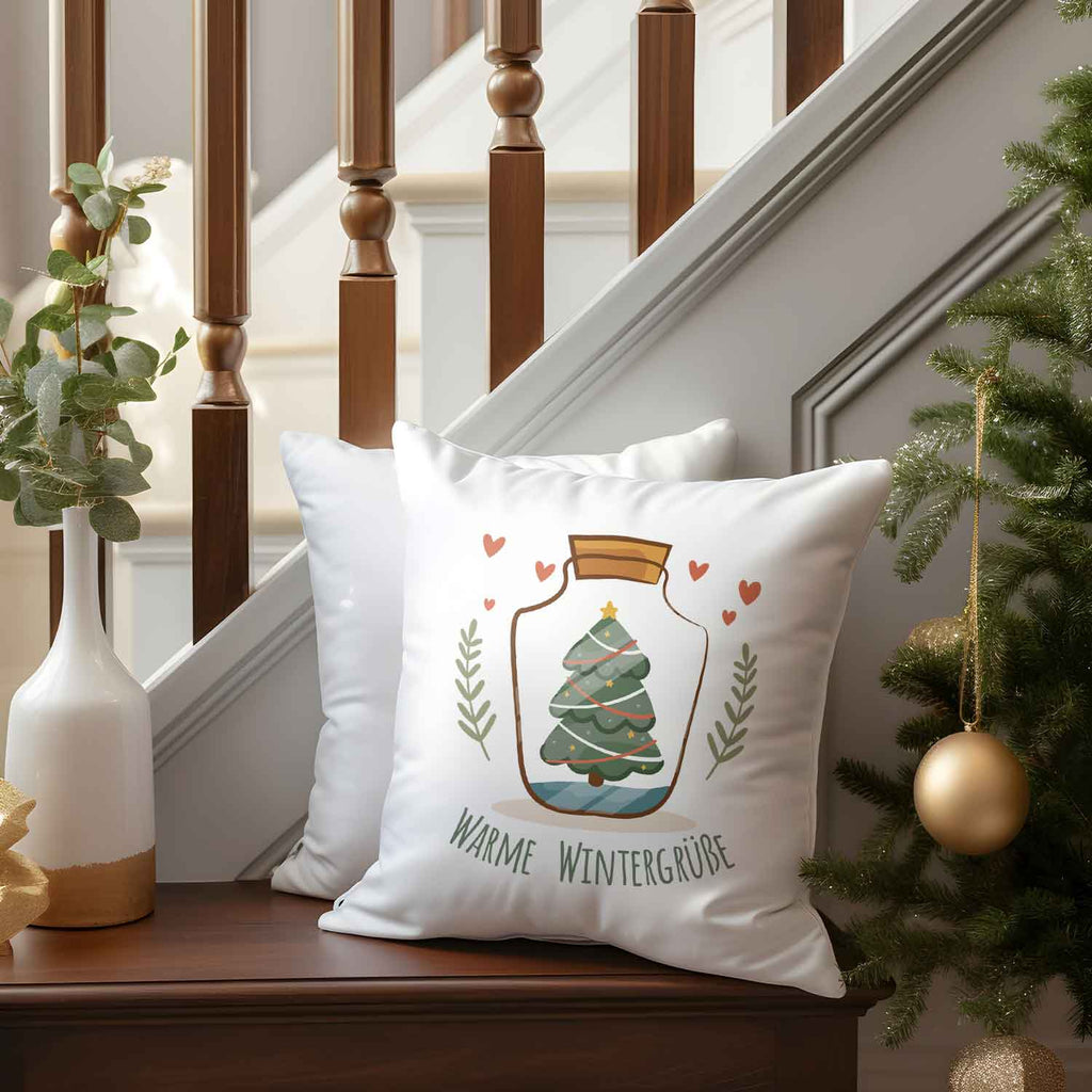 Kissen mit Weihnachtsmotiv - Warme Wintergrüße - Weihnachtsdeko - Für Frauen & Männer