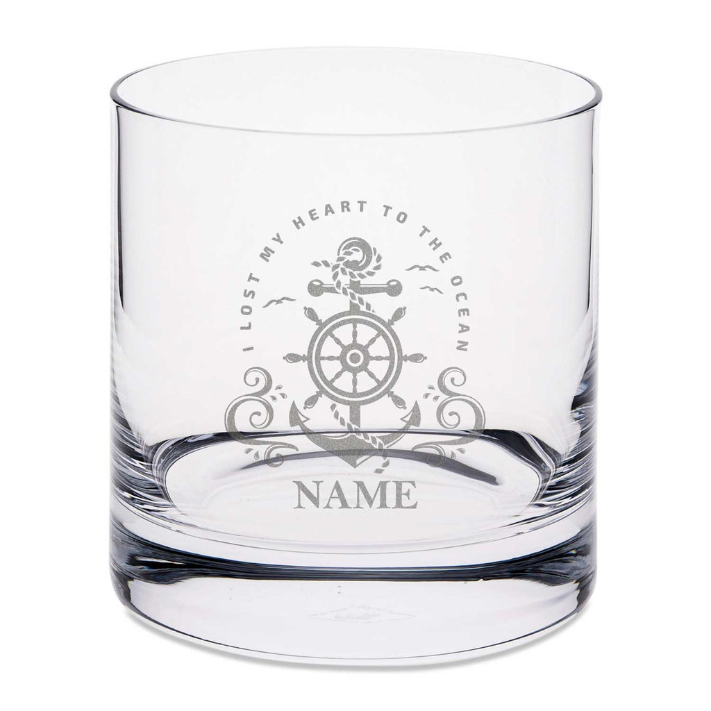 Leonardo Whiskygläser mit Gravur - "Heart to the ocean" im Set mit 0,5l Karaffe