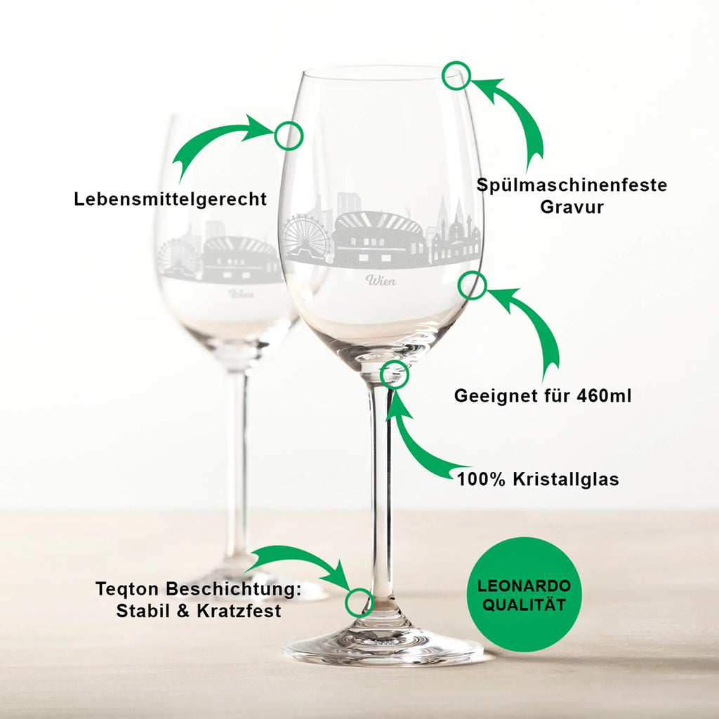 Leonardo Weingläser mit Skyline Wien Gravur im Set