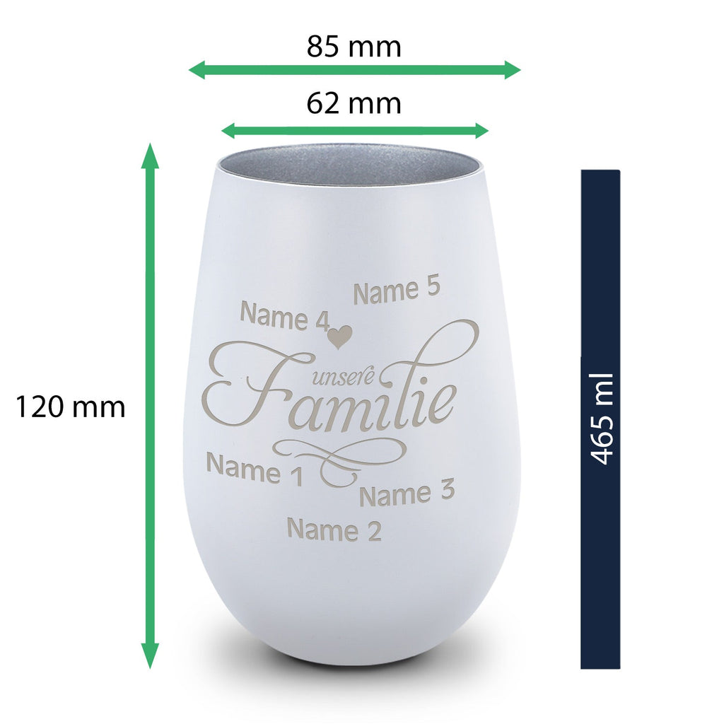 Deko Windlicht aus Glas mit Gravur - Unsere Familie - Personalisiert mit bis zu fünf Namen