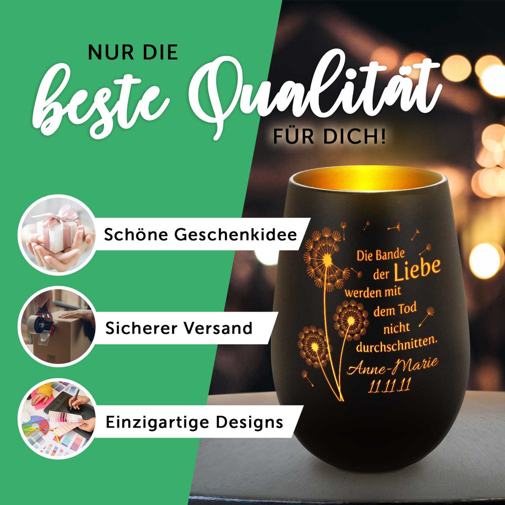 Deko Windlicht aus Glas mit Gravur - Skyline Köln