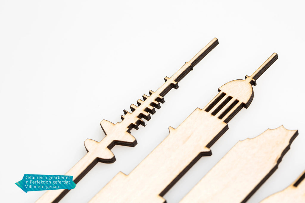 Wanduhr aus Holz Skyline New York