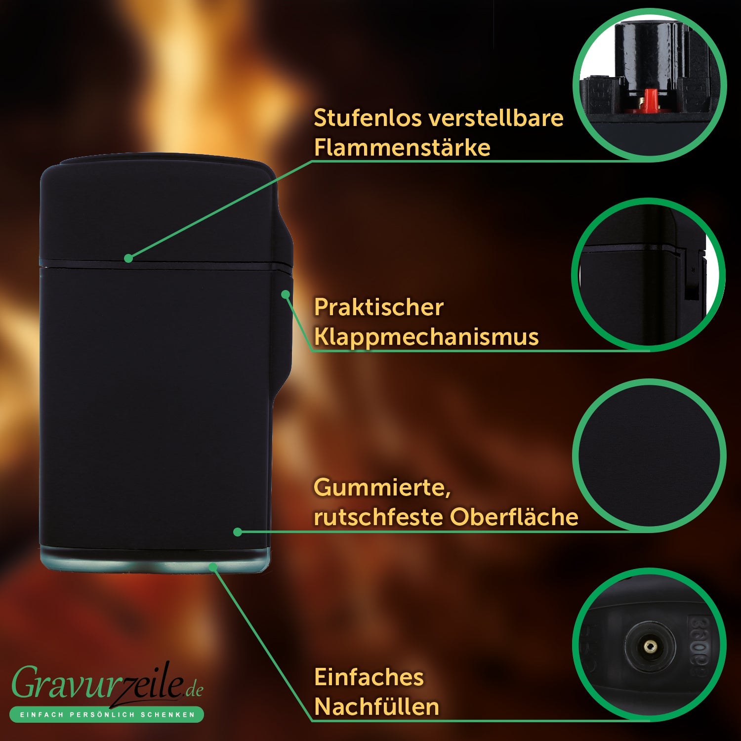 Elektrisches Feuerzeug - Jet Flamme - Nachfüllbar - Freiheit Design